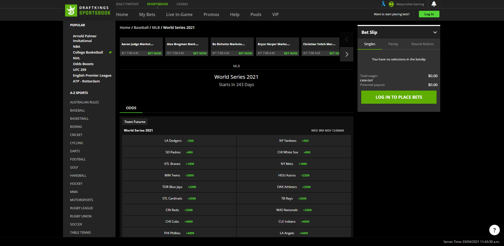 draftkings world SERIES