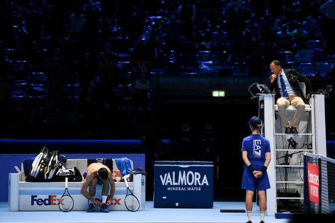 Foto Marco Alpozzi/LaPresse 20 Novembre 2021 Torino (Italia) Sport Tennis Nitto ATP Finals - Singolo Maschile - Novak Djokovic Vs Alexander Zverev Nella foto: Photo Marco Alpozzi/LaPresse November 20, 2021 Turin (Italy) Sport Tennis Nitto ATP Finals - men's singles - Novak Djokovic Vs Alexander Zverev In the pic: - Photo by Icon sport