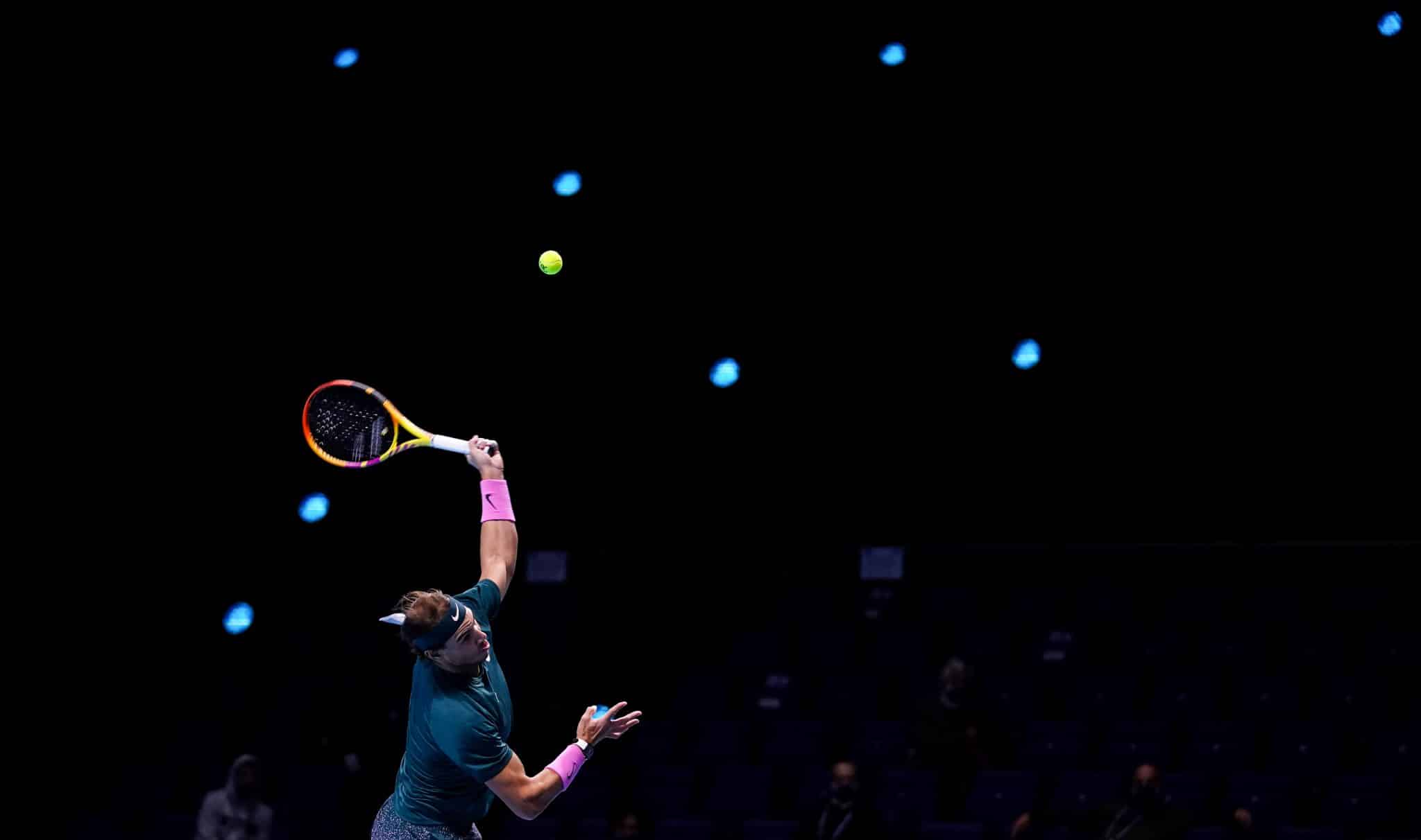 Rafael Nadal in action during day five of the Nitto ATP Finals at The O2 Arena, London. Photo by Icon Sport