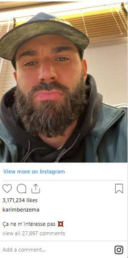 Benzema on Instagram